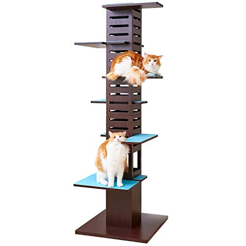 necobaco T ミント ネコバコ T 木製キャットタワー 猫タワー 据え置き インテリア 木製 多頭飼い 遊び場 省スペース 【専有面積】 幅74.5×奥74.5×高さ182.5cm