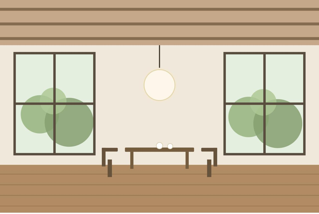 風灯カフェ店内イメージイラスト